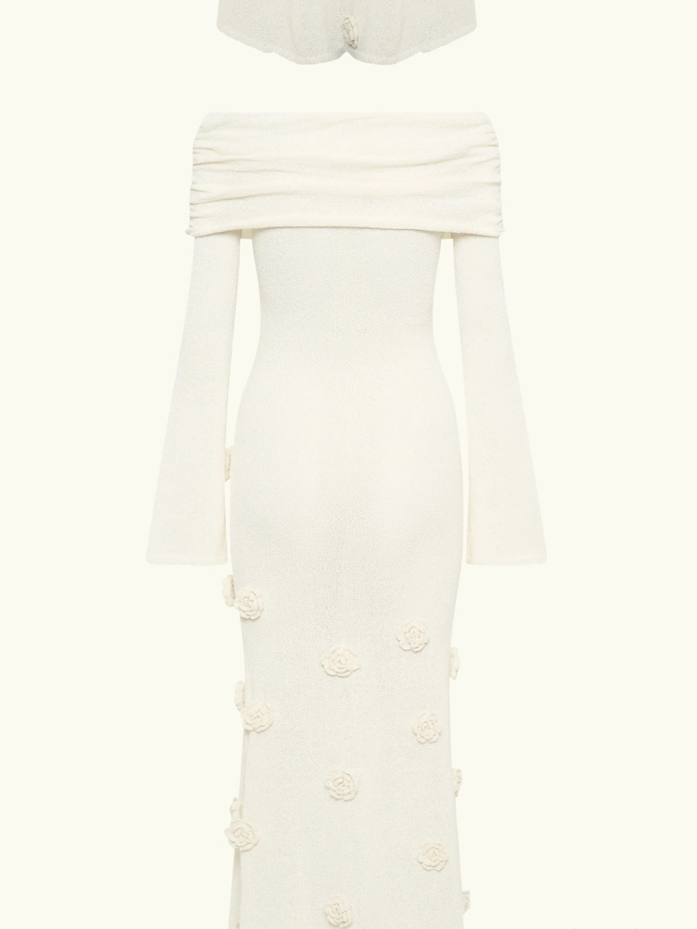 Meshki Ivory Off-Shoulder Floral Appliqué Maxi Dress - Picture 7 of 8